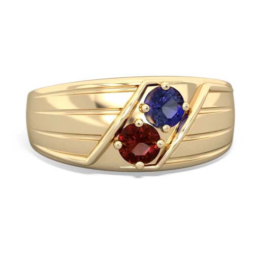 lab sapphire-garnet mens ring