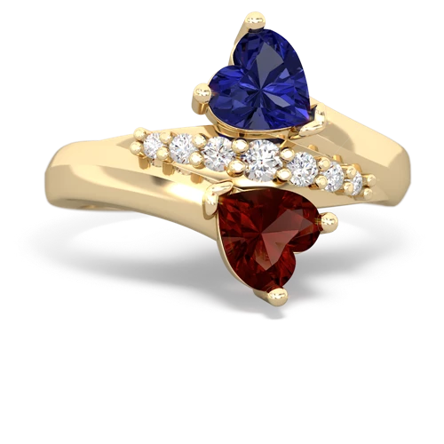 lab sapphire-garnet modern ring