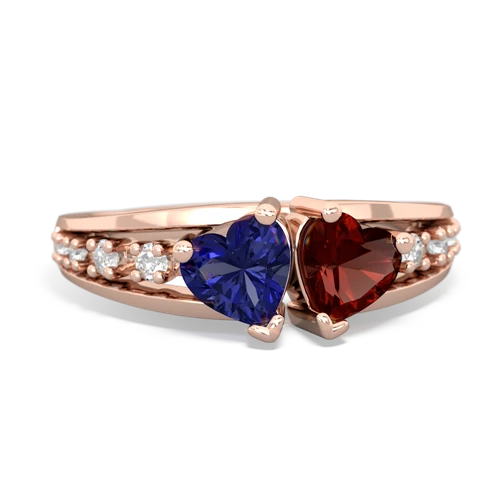 Lab Sapphire Lab Created Sapphire with Genuine Garnet Heart to Heart ring Ring