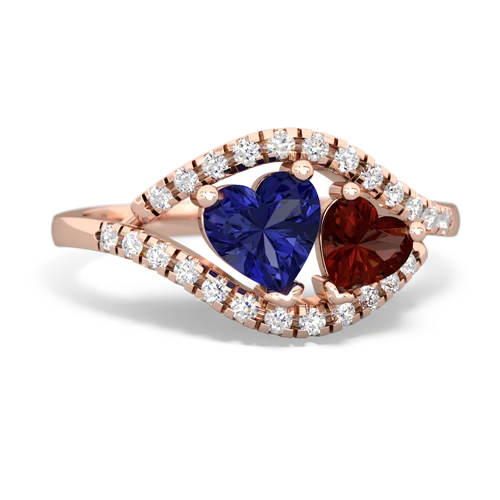 lab sapphire-garnet mother child ring