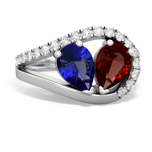 Lab Sapphire Lab Created Sapphire with Genuine Garnet Nestled Heart Keepsake ring Ring