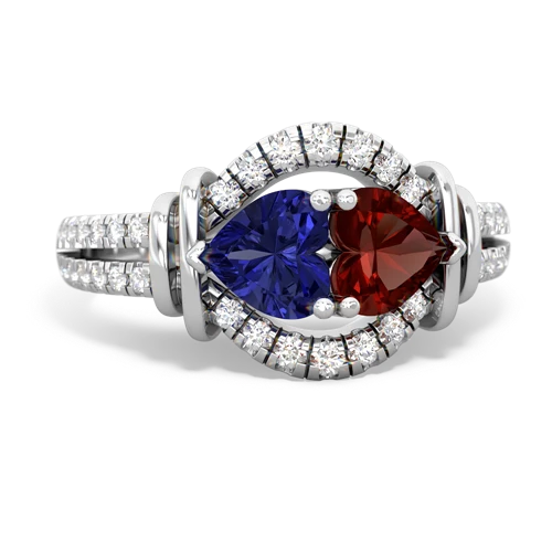 Lab Sapphire Lab Created Sapphire with Genuine Garnet Art-Deco Keepsake ring Ring