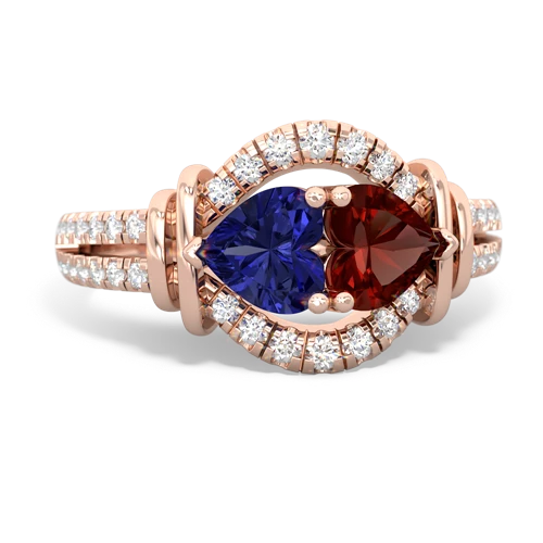 lab sapphire-garnet pave keepsake ring