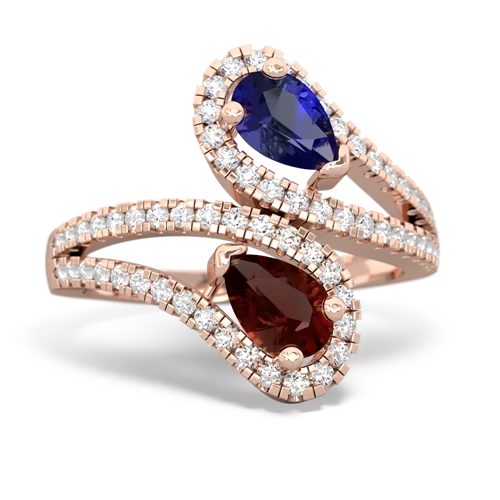 Lab Sapphire Lab Created Sapphire with Genuine Garnet Diamond Dazzler ring Ring