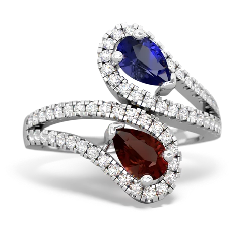 lab sapphire-garnet pave swirls ring