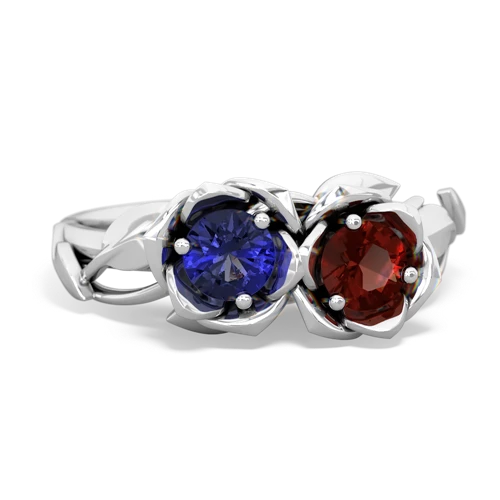 lab sapphire-garnet roses ring