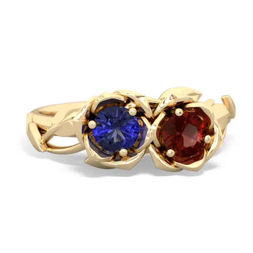 lab sapphire-garnet roses ring