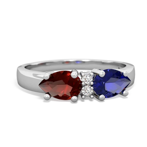 Lab Sapphire Lab Created Sapphire with Genuine Garnet Pear Bowtie ring Ring