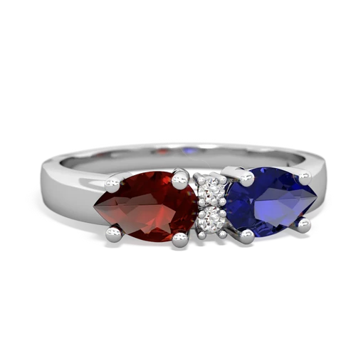 lab sapphire-garnet timeless ring