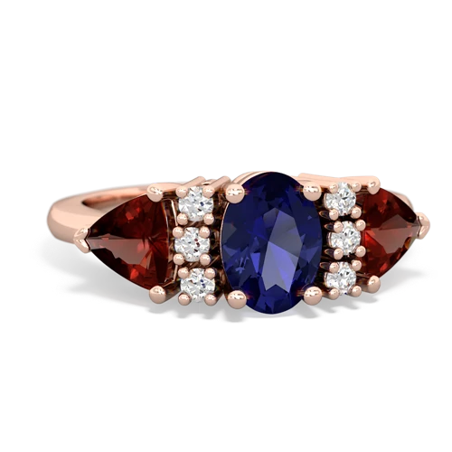 Lab Sapphire Lab Created Sapphire with Genuine Garnet and Genuine White Topaz Antique Style Three Stone ring Ring