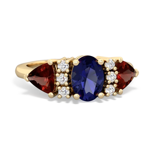 lab sapphire-garnet timeless ring