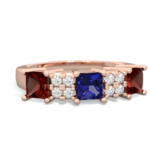 Lab Sapphire Lab Created Sapphire with Genuine Garnet and Genuine Tanzanite Three Stone ring Ring