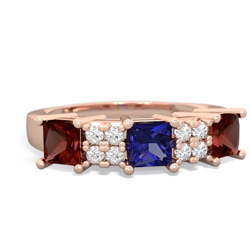 lab sapphire-garnet timeless ring