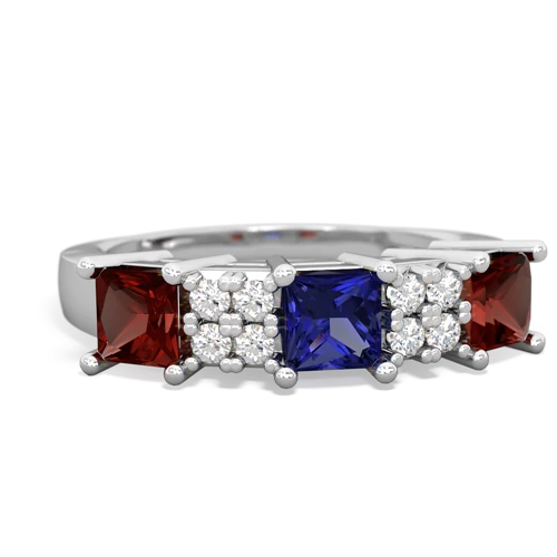 lab sapphire-garnet timeless ring