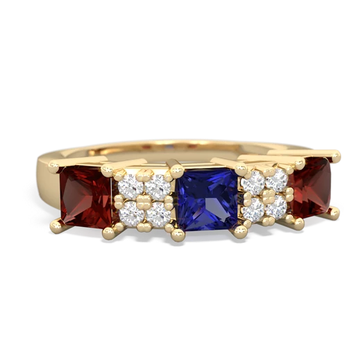 lab sapphire-garnet timeless ring