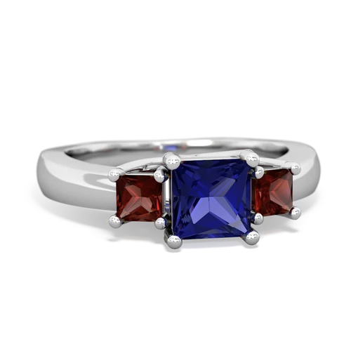 lab sapphire-garnet timeless ring