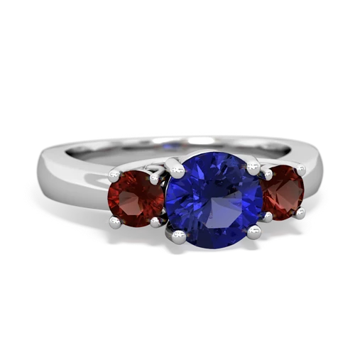 lab sapphire-garnet timeless ring