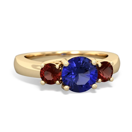 lab sapphire-garnet timeless ring