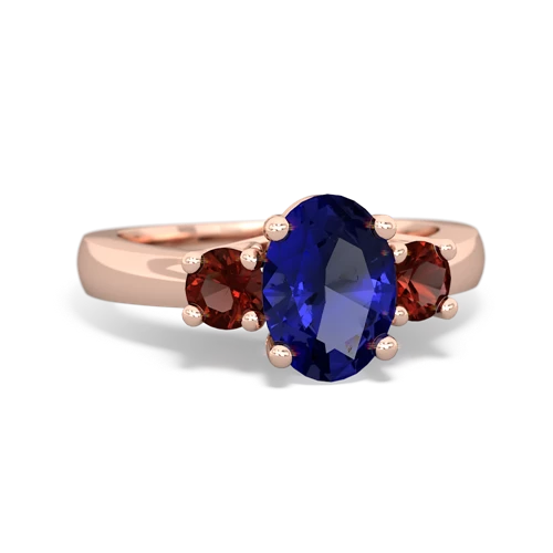 Lab Sapphire Lab Created Sapphire with Genuine Garnet Three Stone Trellis ring Ring
