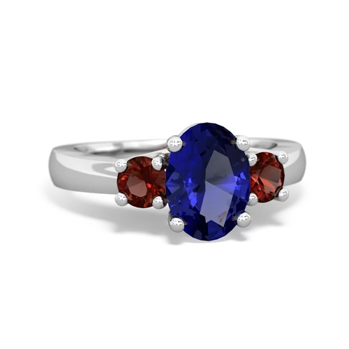 lab sapphire-garnet timeless ring