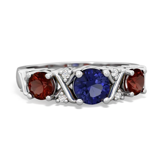 Lab Sapphire Lab Created Sapphire with Genuine Garnet and  Hugs and Kisses ring Ring