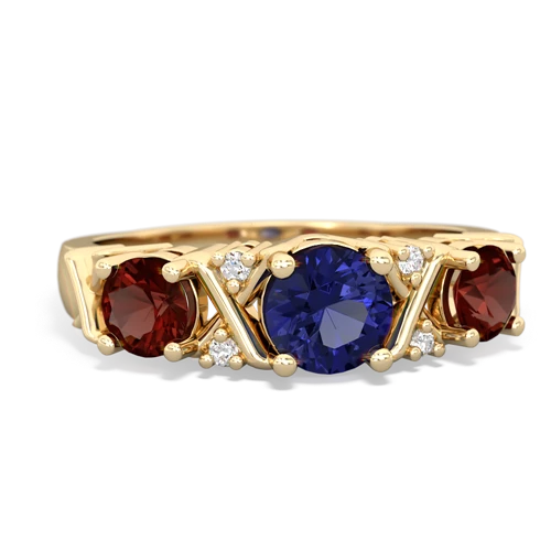 Lab Sapphire Lab Created Sapphire with Genuine Garnet and Genuine Citrine Hugs and Kisses ring Ring