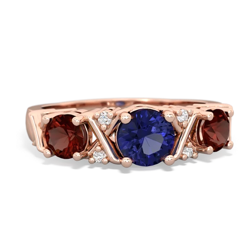 lab sapphire-garnet timeless ring