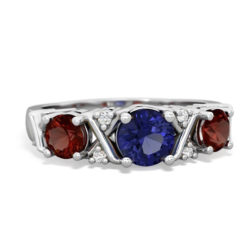 lab sapphire-garnet timeless ring