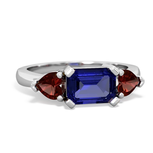 Lab Sapphire Lab Created Sapphire with Genuine Garnet and Genuine Pink Tourmaline Three Stone ring Ring