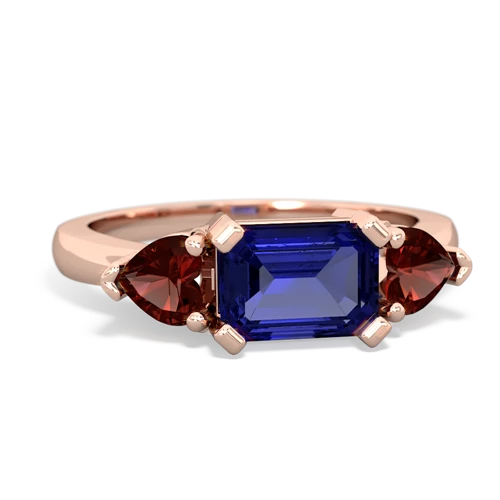 lab sapphire-garnet timeless ring