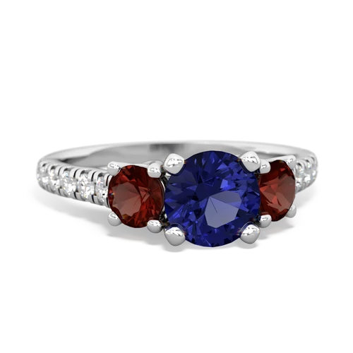 Lab Sapphire Lab Created Sapphire with Genuine Garnet and Lab Created Sapphire Pave Trellis ring Ring