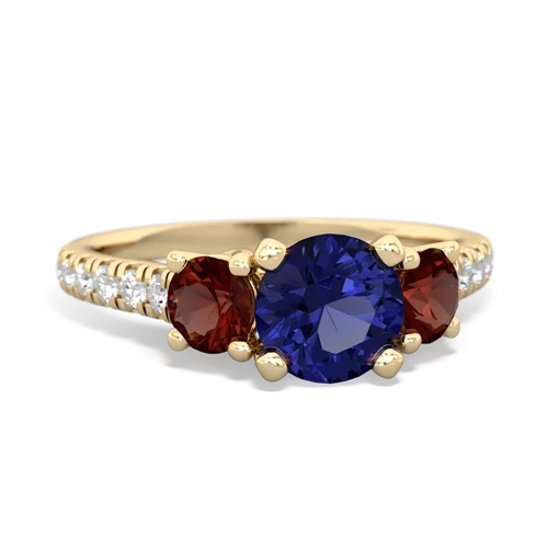 Lab Sapphire Lab Created Sapphire with Genuine Garnet and  Pave Trellis ring Ring