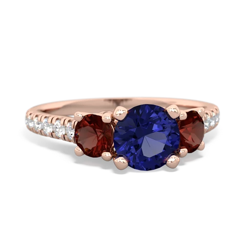 lab sapphire-garnet trellis pave ring