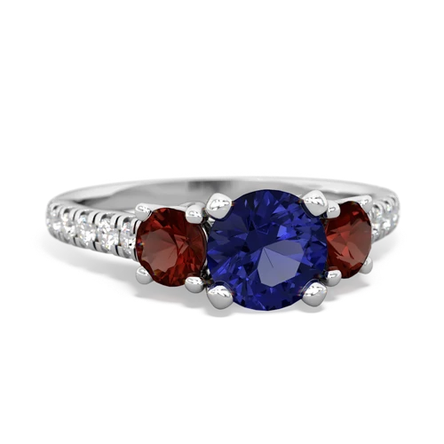 lab sapphire-garnet trellis pave ring