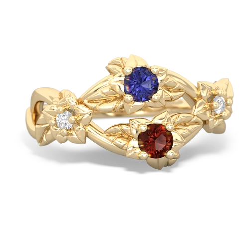 Lab Sapphire Lab Created Sapphire with Genuine Garnet Sparkling Bouquet ring Ring