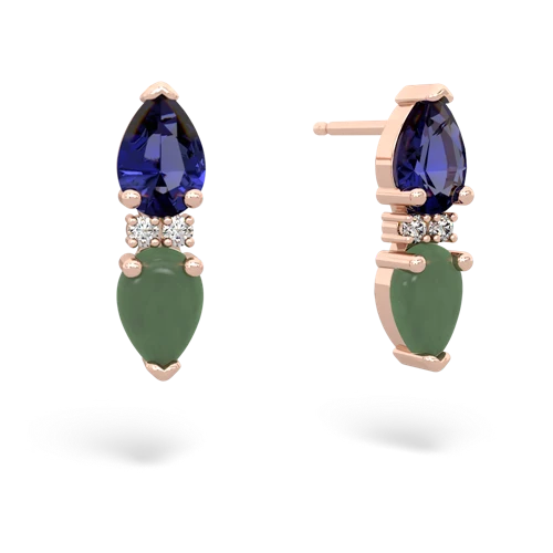 lab sapphire-jade bowtie earrings