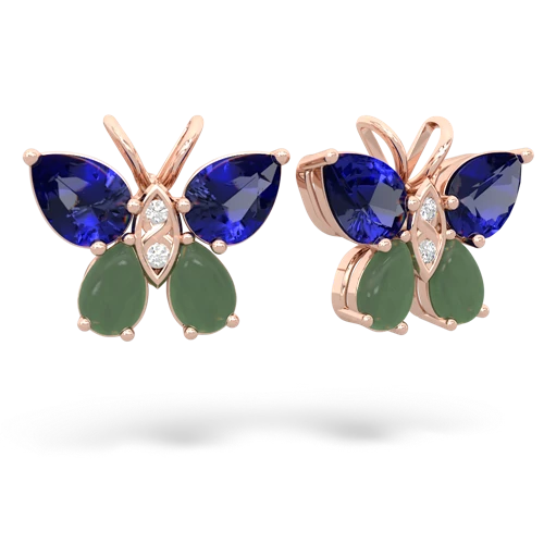 lab sapphire-jade butterfly earrings