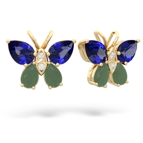 lab sapphire-jade butterfly earrings