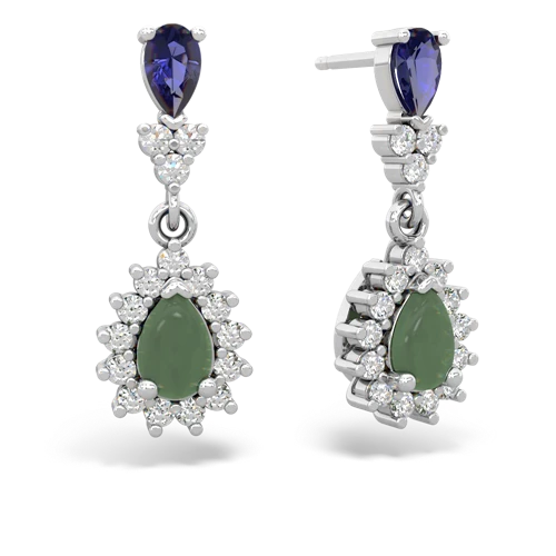 lab sapphire-jade dangle earrings