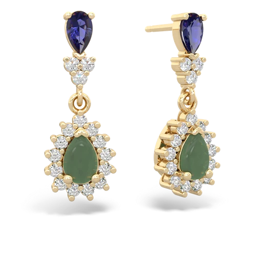 lab sapphire-jade dangle earrings