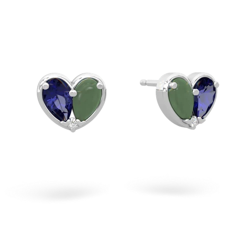 lab sapphire-jade one heart earrings