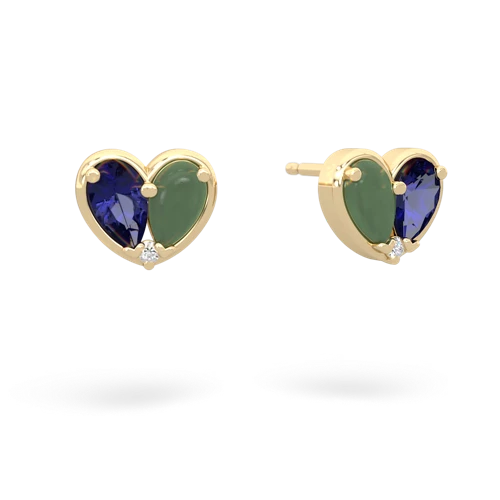 lab sapphire-jade one heart earrings