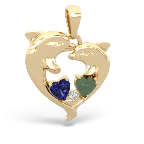 lab sapphire-jade dolphins pendant