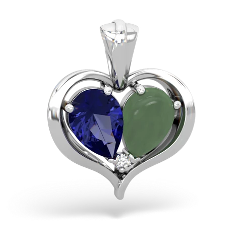 lab sapphire-jade half heart whole pendant