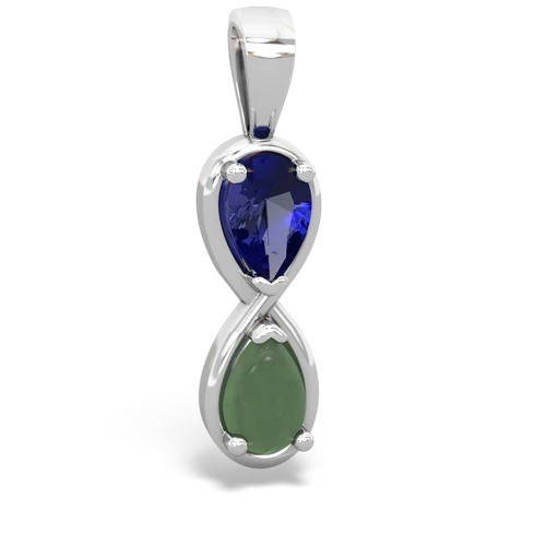 lab sapphire-jade infinity pendant