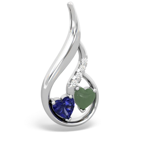 lab sapphire-jade keepsake swirl pendant