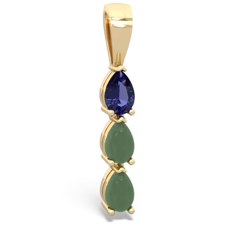 lab sapphire-jade three stone pendant