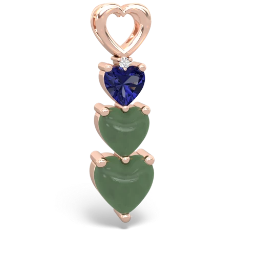 lab sapphire-jade three stone pendant