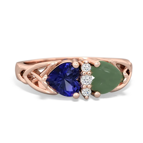 lab sapphire-jade celtic ring