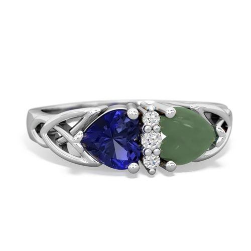 lab sapphire-jade celtic ring